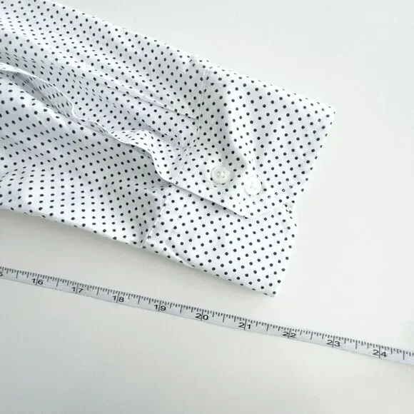 Tommy Hilfiger Mens Dress Shirt Long Sleeve Button Down Polka White Black XL - Picture 7 of 8